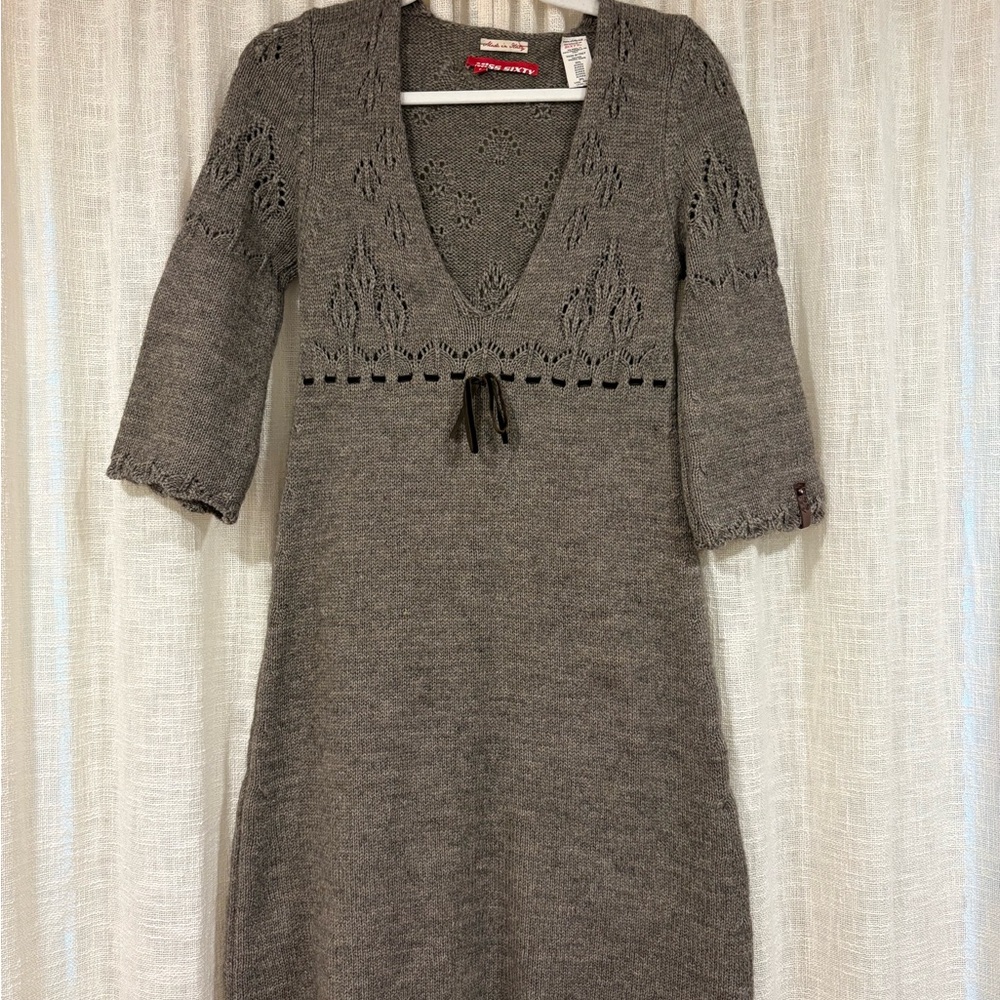 Miss Sixty V-Neck Long Sleeve Knit Dress